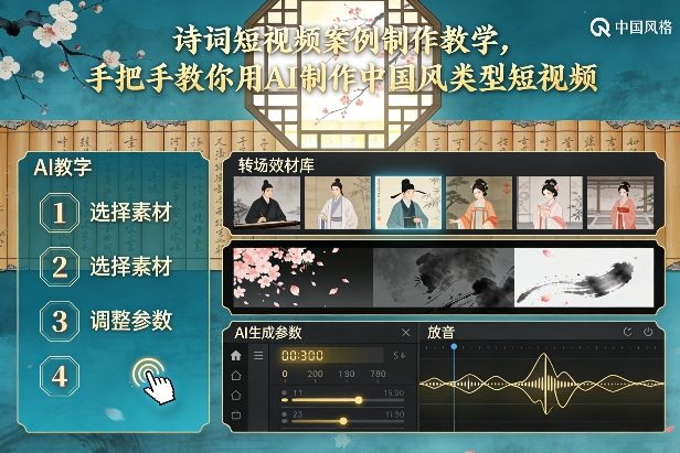 古诗词短视频案例制作教学，手把手教你用AI制作中国风类型短视频-大设天下