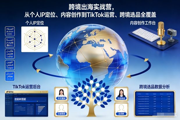 跨境出海实战营，从个人IP定位、内容创作到TikTok运营、跨境选品全覆盖-大设天下