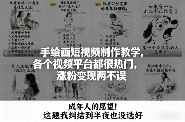 手绘画短视频制作教学，各个视频平台都很热门，涨粉变现两不误-大设天下