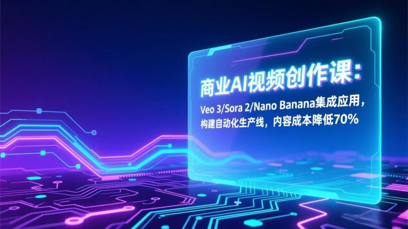 商业AI视频创作课：Veo 3/Sora 2/Nano Banana集成应用，构建自动化生产线，内容成本降低70%-大设天下