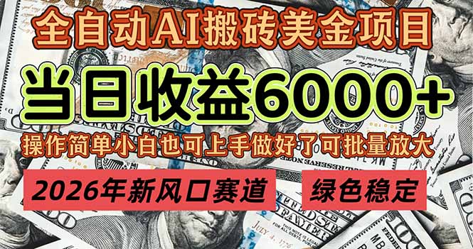 2026年新风口赛道，当日6000+以上，可批量放大，月收入20万+，长期绿色稳定的项目-大设天下