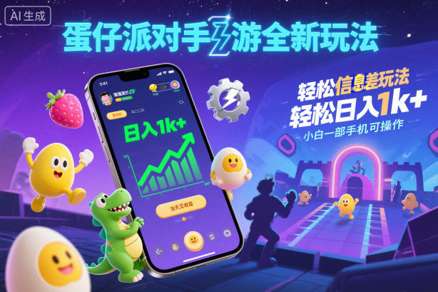 蛋仔派对手游全新玩法，轻松日入1k+，风口信息差玩法，当天见收益，小白一部手机可操作-大设天下