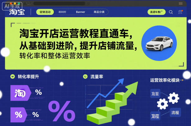 淘宝开店运营教程直通车，从基础到进阶，提升店铺流量，转化率和整体运营效率(更新11月)-大设天下
