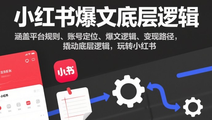 小红书爆文底层逻辑，涵盖平台规则、账号定位、爆文逻辑、变现路径，撬动底层逻辑，玩转小红书-大设天下