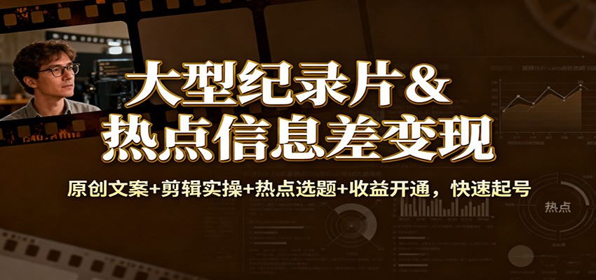 图片[1]-大型纪录片&热点信息差变现：原创文案+剪辑实操+热点选题+收益开通，快速起号-大设天下