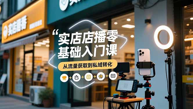 实体店播零基础入门课，实体店+短视频+直播+微信生态+私域社群，从流量获取到私域转化-大设天下