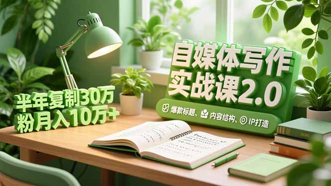 自媒体写作实战课2.0，爆款标题、内容结构、IP打造，半年复制30万粉月入10万+-大设天下