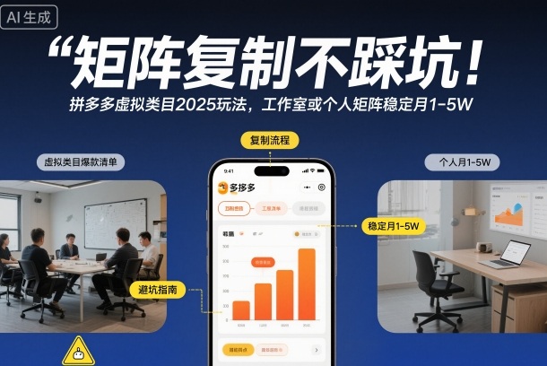 矩阵复制不踩坑！拼多多虚拟类目2025玩法，工作室或者个人矩阵稳定月1-5W【揭秘】-大设天下