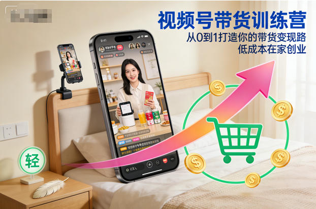 视频号带货训练营，从0到1打造你的带货变现路，低成本在家创业-大设天下