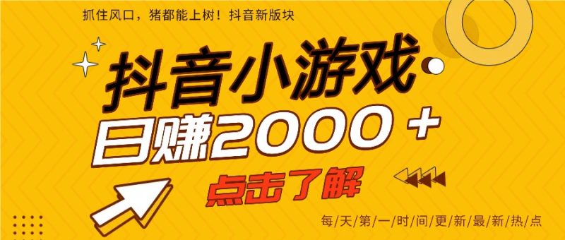5年爆火的抖音小游戏项目，一部手机日入2000+-大设天下