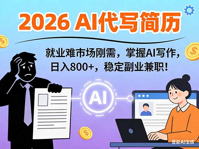 AI代写简历，超暴利，用万能模板月入1-3万实战教程，2026年市场刚需！-大设天下