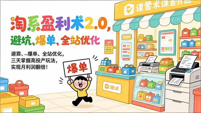 淘系盈利术2.0，避坑、爆单、全站优化，三天掌握高投产玩法，实现月利润翻倍！-大设天下