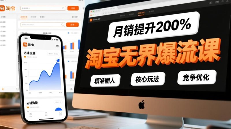 淘宝无界爆流课，精准圈人、核心玩法、竞争优化，快速引爆店铺流量，月销提升200%-大设天下