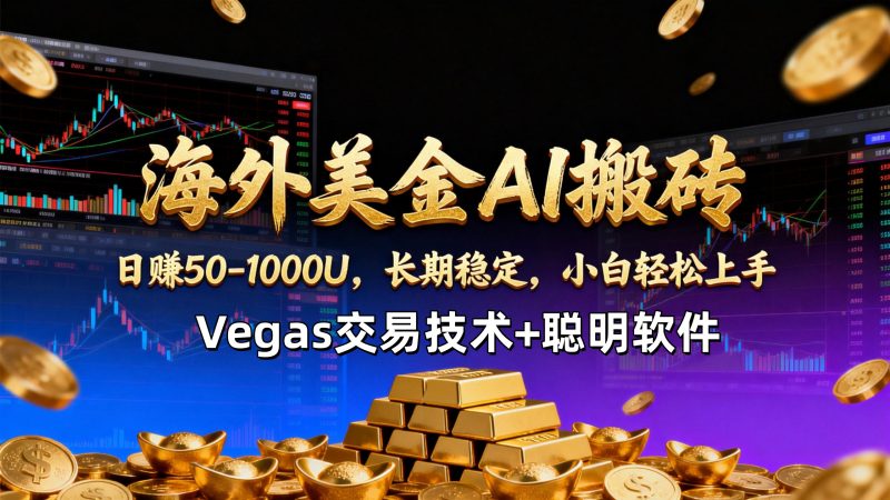 【海外美金AI搬砖】Vegas交易技术+聪明软件，日赚50-1000U，长期稳定，小白轻松上手。-大设天下
