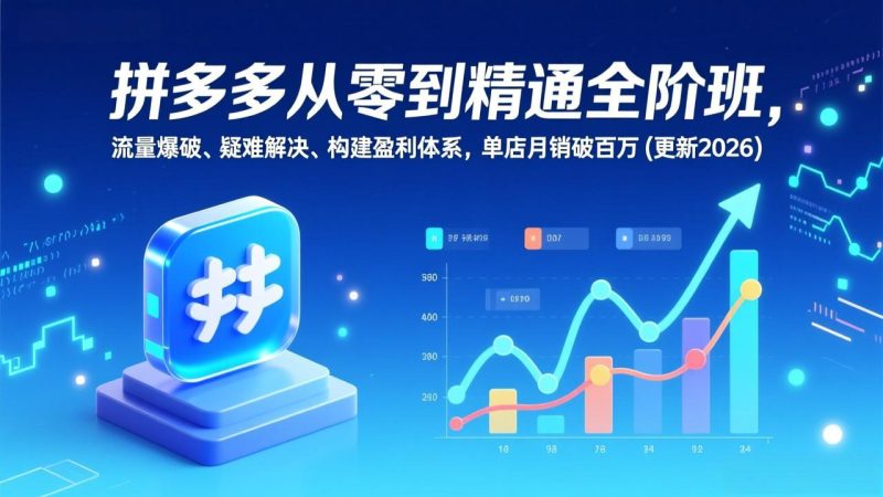 拼多多从零到精通全阶班，流量爆破、疑难解决，构建盈利体系，单店月销破百万(更新2026-大设天下