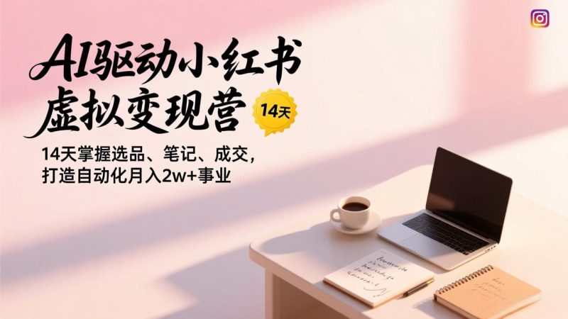 AI驱动小红书虚拟变现营，14天掌握选品、笔记、成交，打造自动化月入2w+事业-大设天下