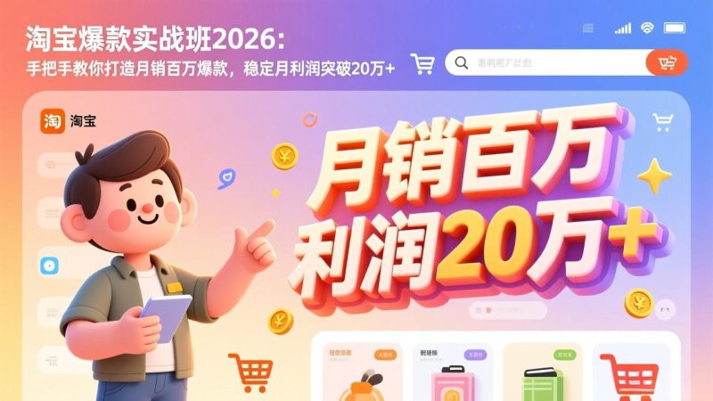 淘宝爆款实战班2026：手把手教你打造月销百万爆款，稳定月利润突破20万+-大设天下