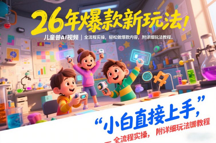 26年爆款新玩法，儿童科普AI视频，全流程实操，轻松做爆款内容，小白直接上手，附详细玩法教程-大设天下