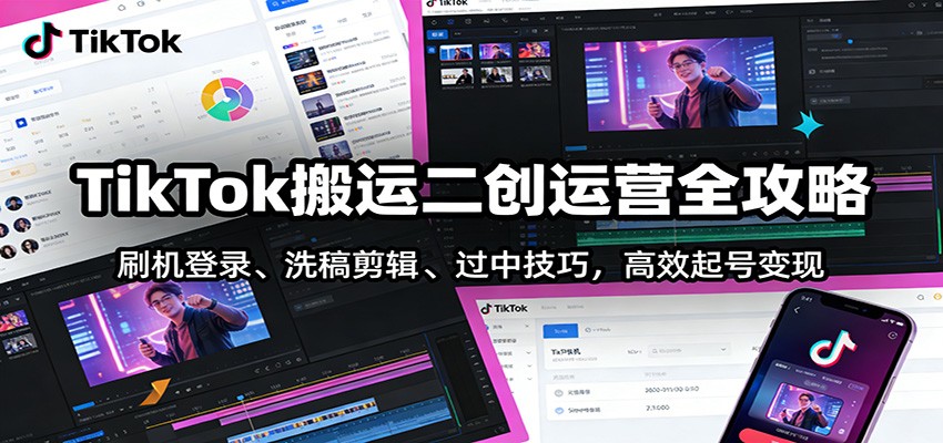图片[1]-TikTok搬运二创运营全攻略：刷机登录、洗稿剪辑 、过中技巧，高效起号变现-大设天下
