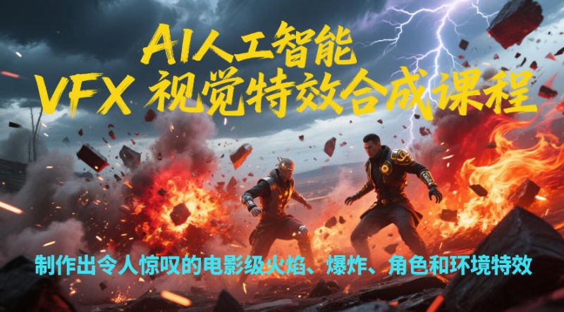AI人工智能VFX视觉特效合成课程，制作出令人惊叹的电影级火焰、爆炸、角色和环境特效-大设天下