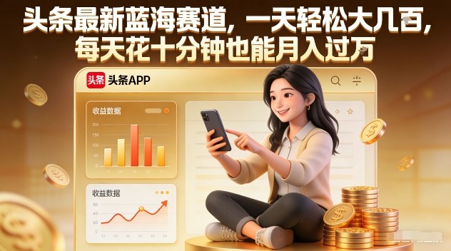 头条最新蓝海赛道，一天轻松大几张，每天花十分钟也能月入过1W【揭秘】-大设天下
