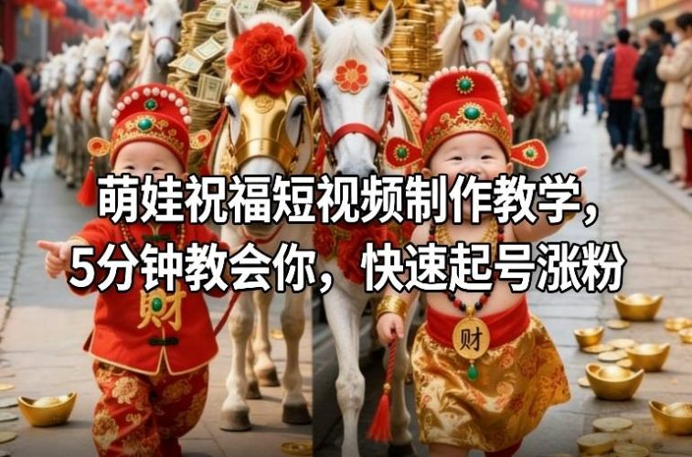 萌娃祝福短视频制作教学，5分钟教会你，快速起号涨粉-大设天下