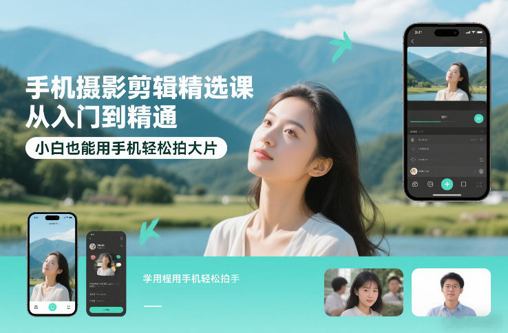 手机摄影剪辑精选课，从入门到精通，小白也能用手机轻松拍大片-大设天下