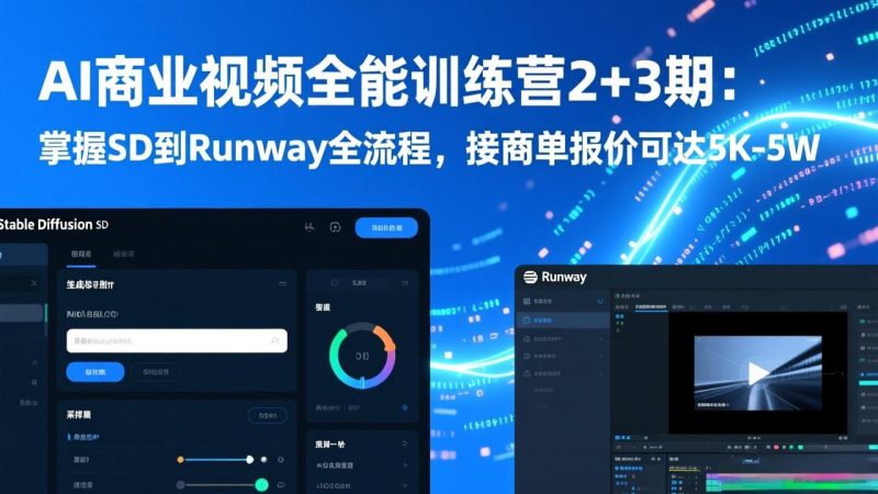 AI商业视频全能训练营2+3期：掌握SD到Runway全流程，接商单报价可达5K-5W-大设天下