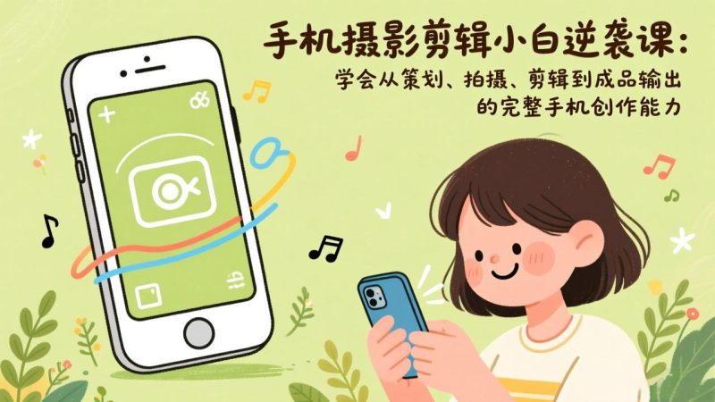 手机摄影剪辑小白逆袭课：学会从策划、拍摄、剪辑到成品输出的完整手机创作能力-大设天下
