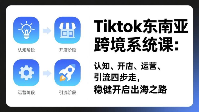 TikTok东南亚跨境系统课：认知、开店、运营、引流四步走，稳健开启出海之路-大设天下
