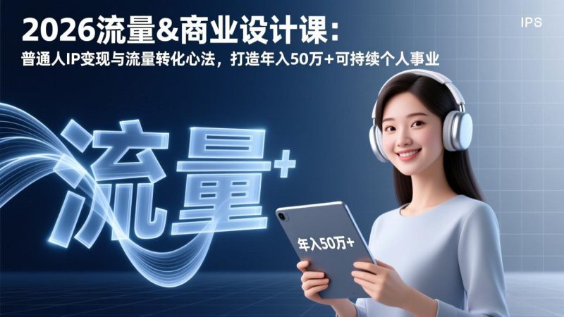 2026流量&商业设计课：普通人IP变现与流量转化心法，打造年入50万+可持续个人事业-大设天下