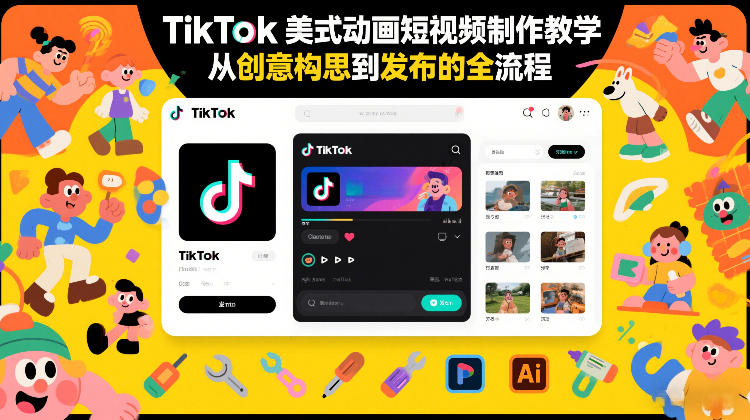 TikTok美式动画短视频制作教学，从创意构思到发布的全流程-大设天下