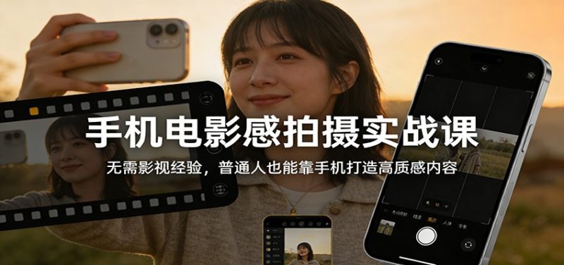 手机电影感拍摄实战课：无需影视经验，普通人也能靠手机打造高质感内容-大设天下