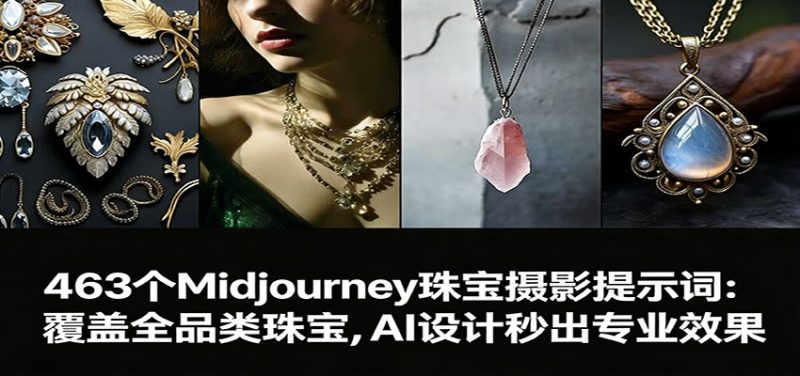 463个Midjourney珠宝摄影提示词：覆盖全品类珠宝，AI设计秒出专业效果-大设天下