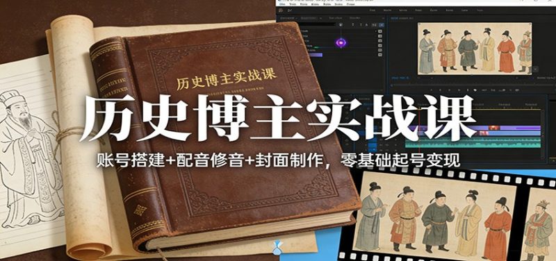 历史博主实战课：账号搭建+配音修音+封面制作，零基础起号变现-大设天下