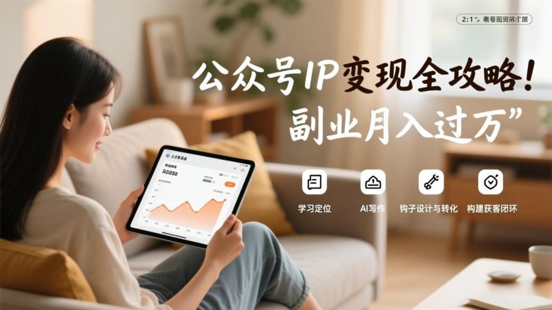 公众号IP变现全攻略，学习定位、AI写作、钩子设计与转化，构建获客闭环，副业月入过万-大设天下
