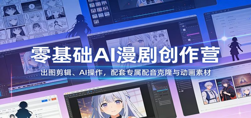 零基础AI漫剧创作营：出图剪辑、AI操作，配套专属配音克隆与动画素材-大设天下