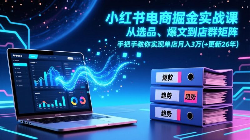 小红书电商掘金实战课，从选品、爆文到店群矩阵，手把手教你实现单店月入3万+(更新26年-大设天下