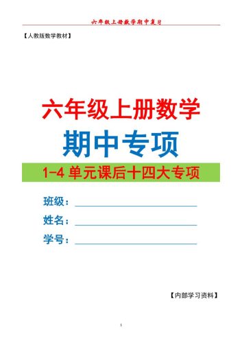 六上数学期中专项复习（十四大专项）空白67页-大设天下