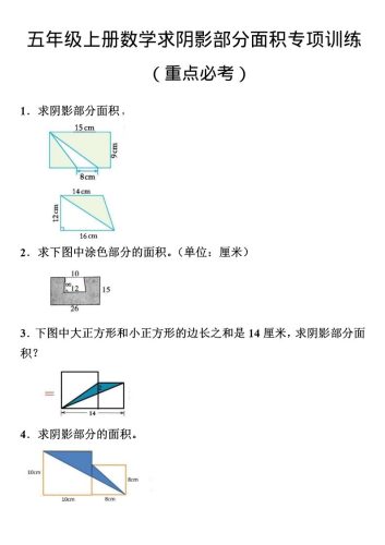五年级上数学数学阴影面积专项训练-大设天下