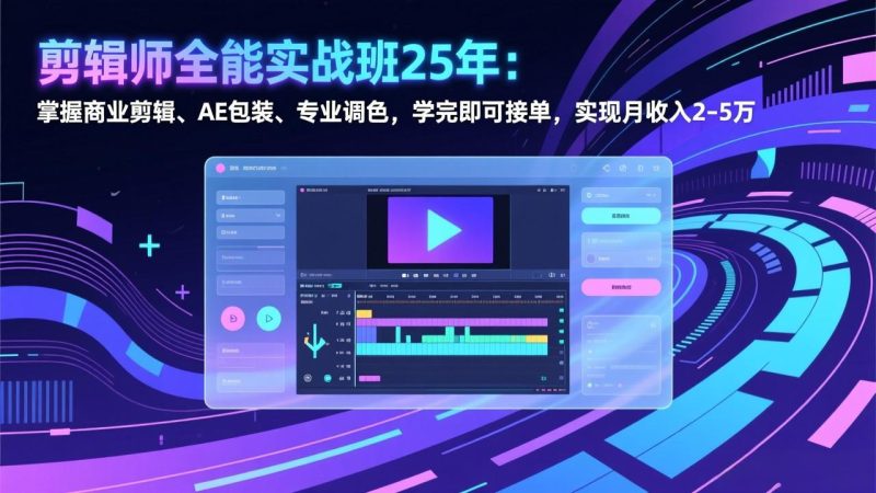 剪辑师全能实战班25年：掌握商业剪辑、AE包装、专业调色，学完即可接单，实现月收入2-5万-大设天下