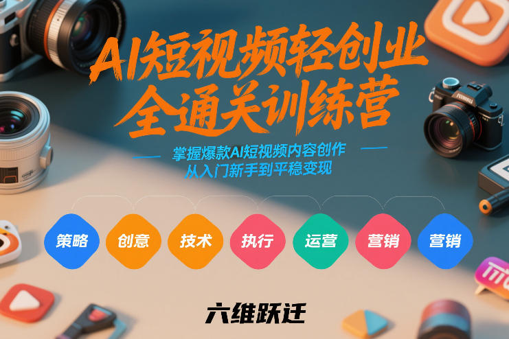 AI短视频轻创业全通关训练营，掌握爆款AI短视频内容创作，从入门新手到平稳变现的六维跃迁-大设天下
