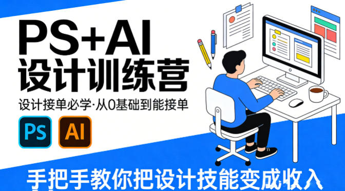 设计接单必学，PS+AI设计训练营，从0基础到能接单，手把手教你把设计技能变成收入-大设天下