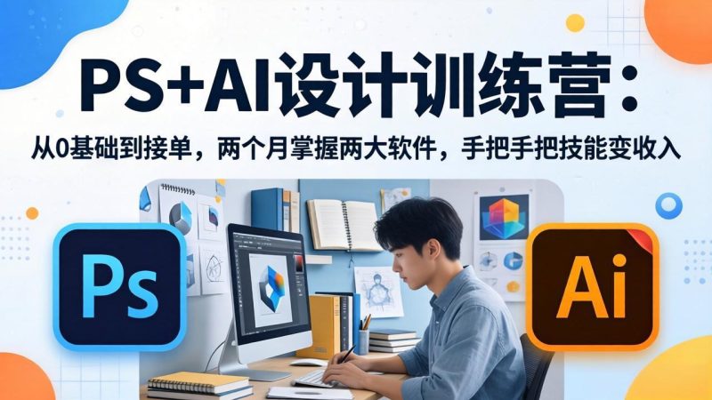PS+AI设计训练营：从0基础到接单，两个月掌握两大软件，手把手把技能变收入-大设天下