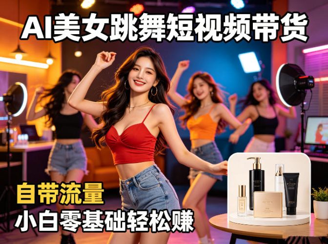 AI美女跳舞短视频带货:自带流量,小白零基础轻松賺,详细拆解-大设天下