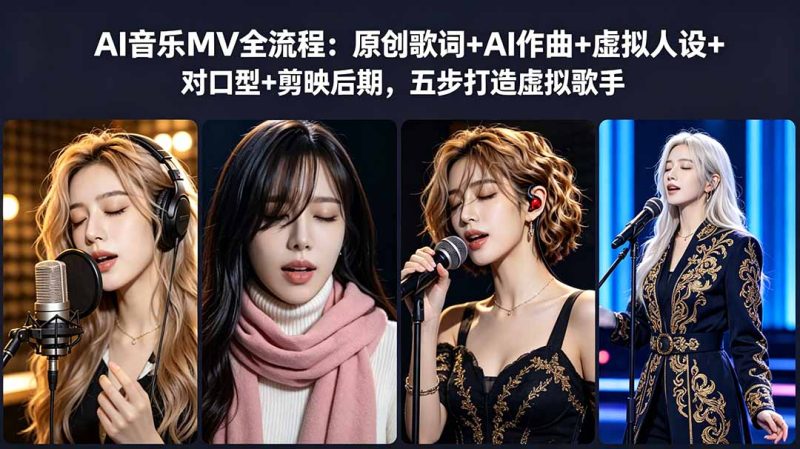 AI音乐MV全流程：原创歌词+AI作曲+虚拟人设+对口型+剪映后期，五步打造虚拟歌手-大设天下
