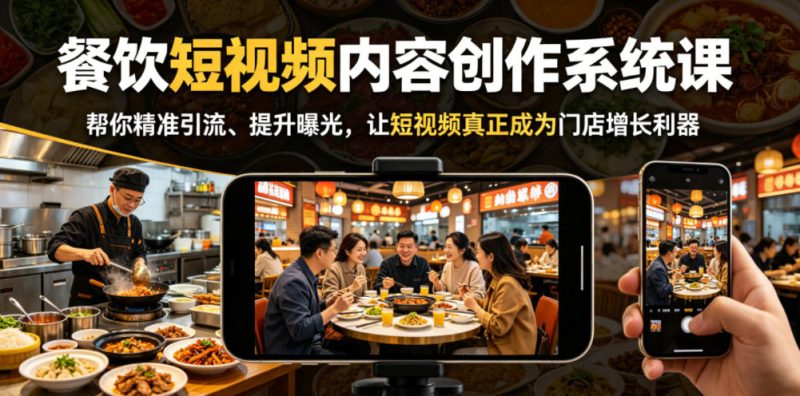 餐饮短视频内容创作系统课，帮你精准引流、提升曝光，让短视频真正成为门店增长利器-大设天下