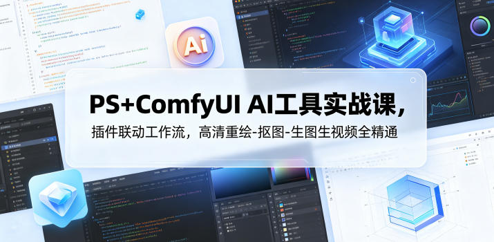PS+ComfyUI AI工具实战课，插件联动工作流，高清重绘-抠图-生图生视频全精通-大设天下