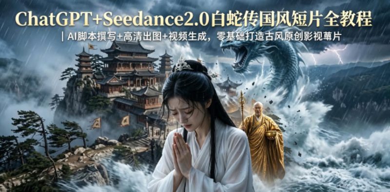 ChatGPT+Seedance2.0白蛇传国风短片全教程｜AI脚本撰写+高清出图+视频生成，零基础打造古风原创影视短片-大设天下