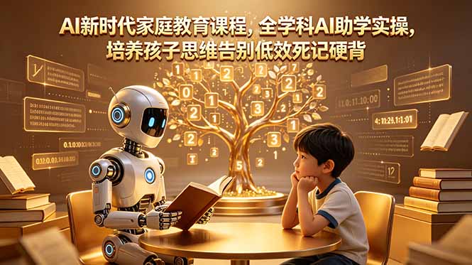 AI新时代家庭教育课程，全学科AI助学实操，培养孩子思维告别低效死记硬背-大设天下